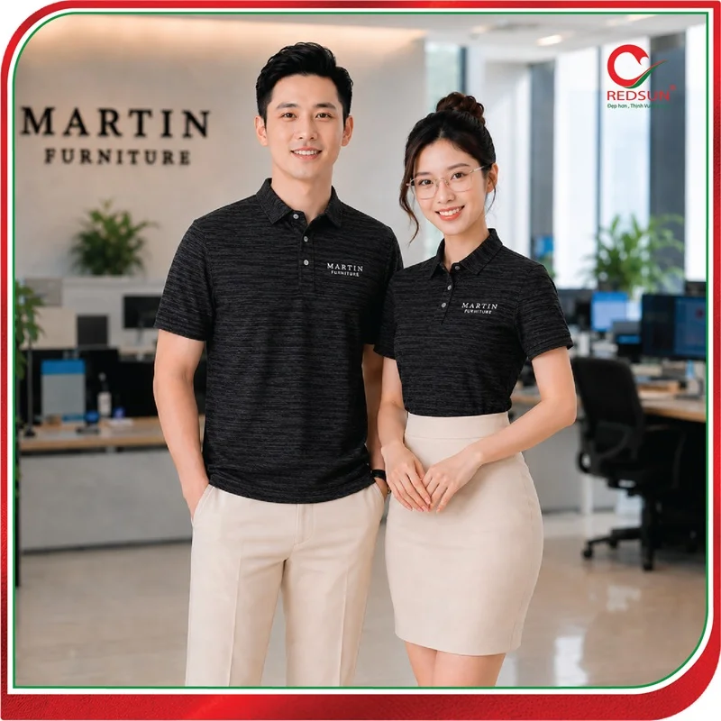 Áo Thun Cổ Sơ Mi Công Ty Gỗ Nội Thất Martin Màu Đen
