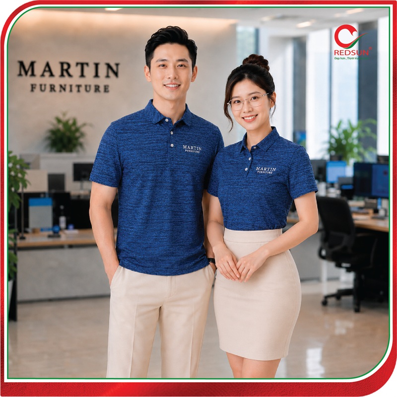 Áo Thun Cổ Sơ Mi Công Ty Gỗ Nội Thất Martin Màu Xanh Bích