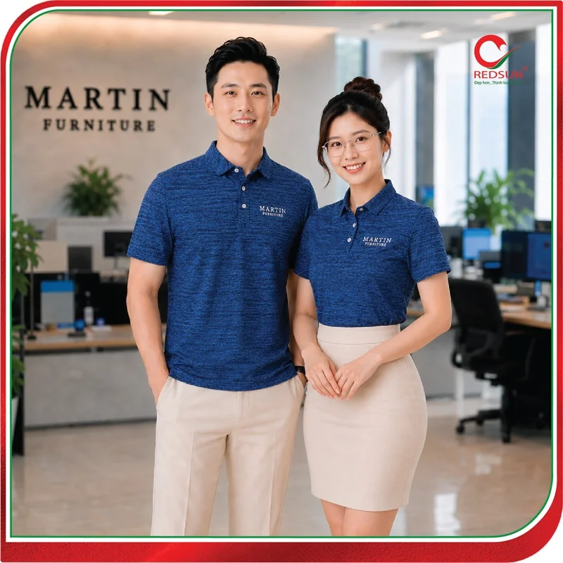 Áo Thun Cổ Sơ Mi Công Ty Gỗ Nội Thất Martin Màu Xanh Bích