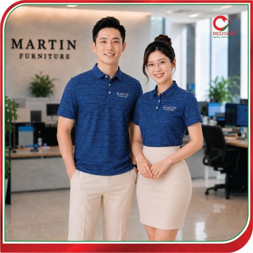 Áo Thun Cổ Sơ Mi Công Ty Gỗ Nội Thất Martin Màu Xanh Bích