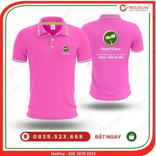 Áo thun đồng phục công nhân Plant Store màu hồng 