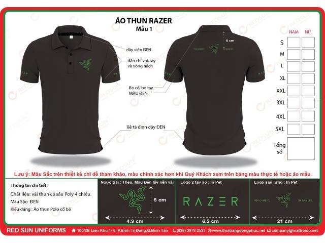 Dự án may đồng phục công ty Razer