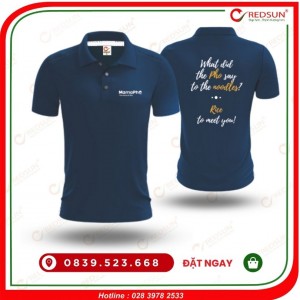 Áo thun đồng phục nhà hàng Mama Pho màu xanh cổ vịt