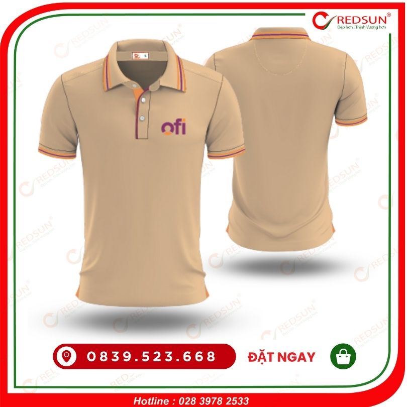 Áo thun đồng phục quán cafe Ofi màu cafe sữa 1