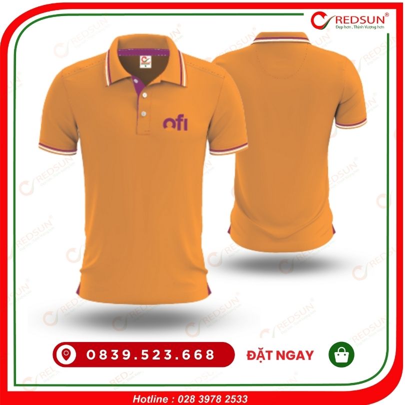 Áo thun đồng phục quán cafe Ofi màu cam 2