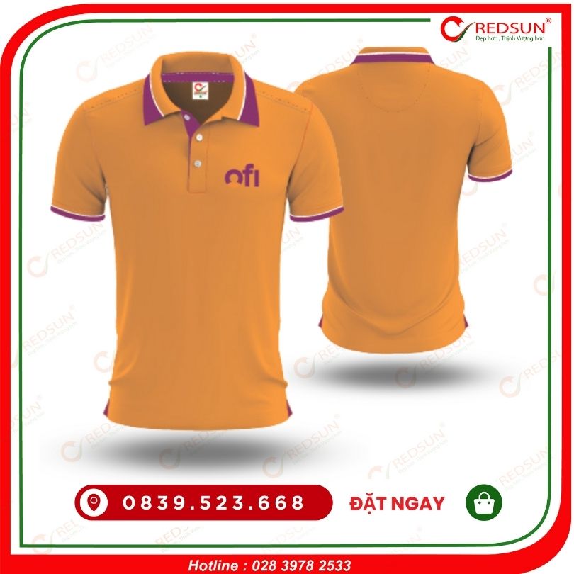 Áo thun đồng phục quán cafe Ofi màu cam 1