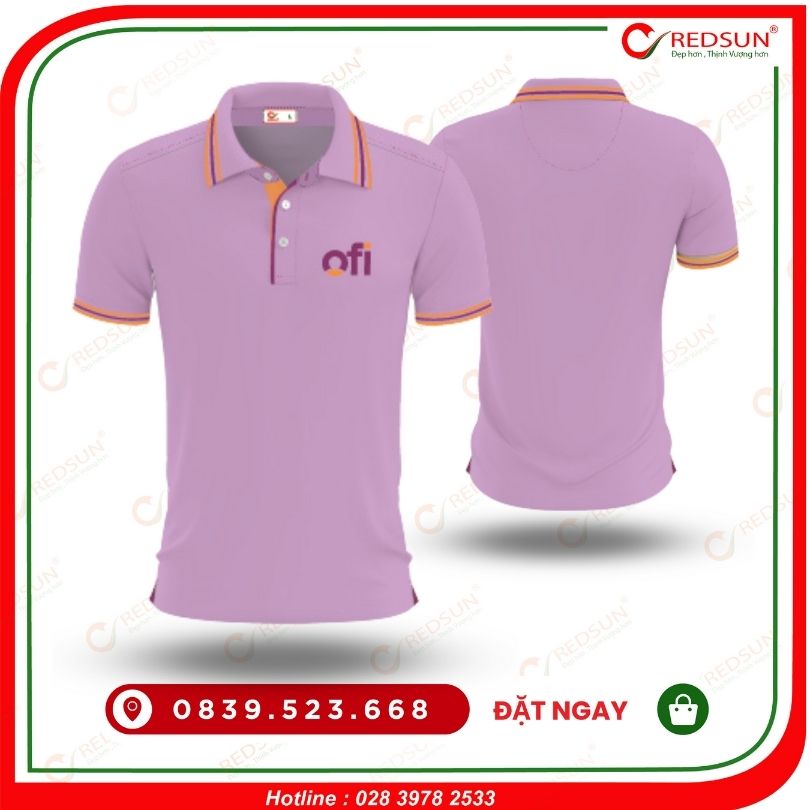 Áo thun đồng phục quán cafe Ofi màu tím nhạt 2