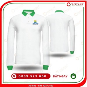 Áo thun tay dài SeaLink bo cổ màu xanh