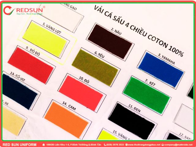 Bảng màu vải cá sấu 100% cotton 4 chiều